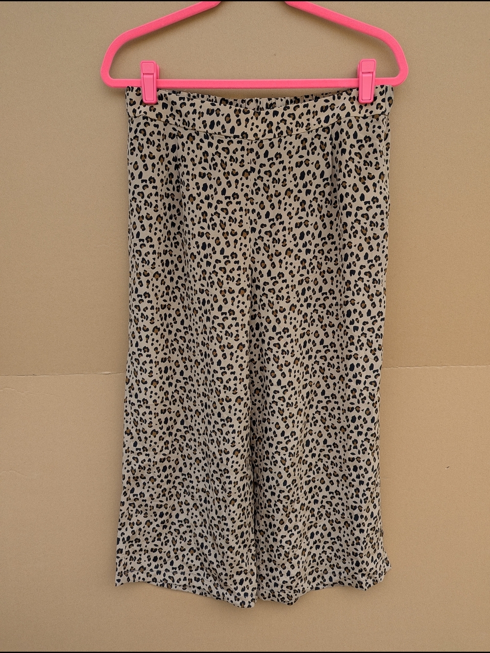 J Crew Silk Leopard Wide Leg Cropped Pants Boho Mob Wife Cheetah Culottes Sz 8